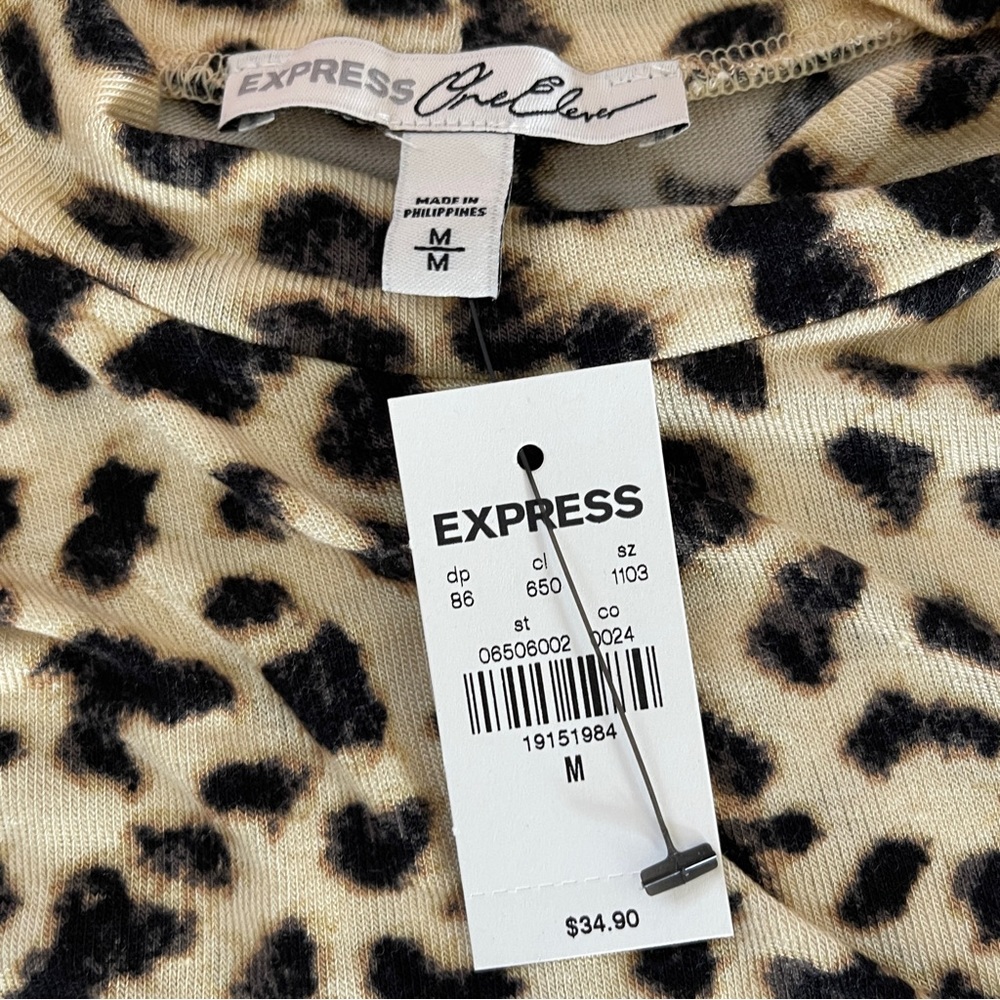 EXPRESS One Eleven Leopard Print Thong Bodysuit / Medium / NWT - Picture 5 of 6